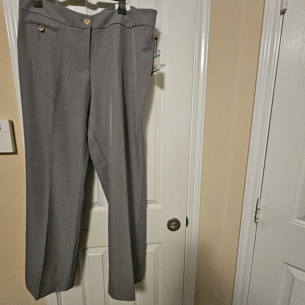 Anne Klein Gray Straight-Leg Trousers